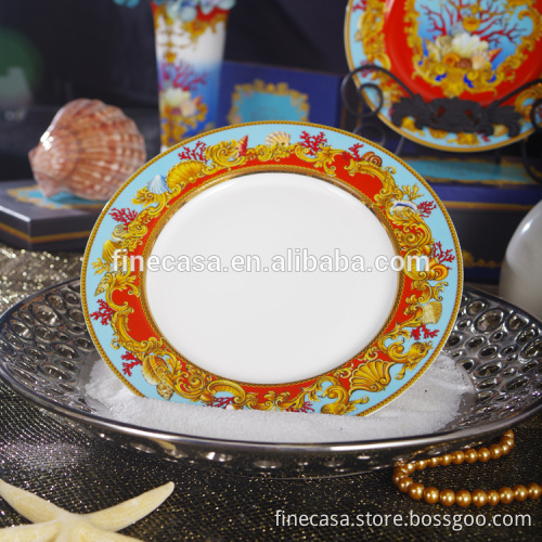 10.5 Inches Luxury Bone China Gold Plate